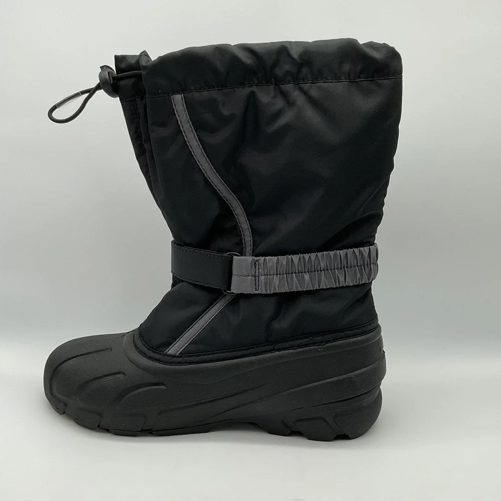 Sorel Youth Flurry Black City Grey Insulated Winter Snow Boots NY5192-016 Size 6